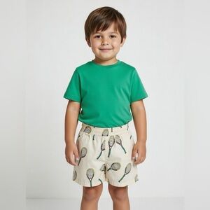 Mini Rodini Cream Tennis Print Short - 6-7y